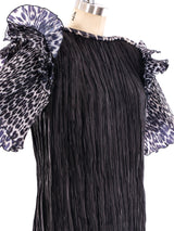 Leopard Printed Accordion Sleeve Plisse Dress Dress arcadeshops.com