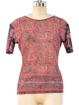 Issey Miyake Tribal Print Mesh Tee Top arcadeshops.com