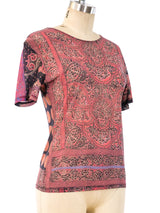 Issey Miyake Tribal Print Mesh Tee Top arcadeshops.com