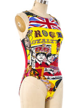 Gianni Versace Rock and Royalty Beatles Printed Bodysuit Top arcadeshops.com