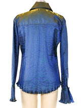 Romeo Gigli Iridescent Pleated Shirt Top arcadeshops.com