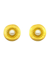 Faux Pearl Brushed Goldtone Earrings Accessory arcadeshops.com