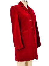 Romeo Gigli Red Velvet Longline Jacket Jacket arcadeshops.com
