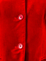 Romeo Gigli Red Velvet Longline Jacket Jacket arcadeshops.com