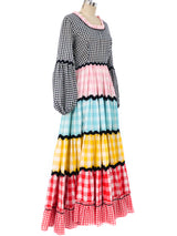 Multicolor Gingham Tiered Maxi Dress Dress arcadeshops.com