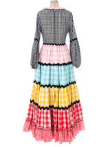Multicolor Gingham Tiered Maxi Dress Dress arcadeshops.com