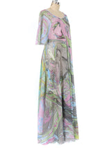 Marble Print Cotton Caftan Dress arcadeshops.com