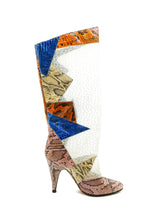 Sheer Panel Patchwork Snakeskin Boots Accessory arcadeshops.com