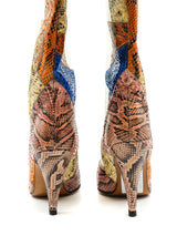 Sheer Panel Patchwork Snakeskin Boots Accessory arcadeshops.com