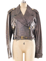 Versus Gianni Versace Croc Embossed Leather Jacket Jacket arcadeshops.com