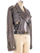 Versus Gianni Versace Croc Embossed Leather Jacket Jacket arcadeshops.com