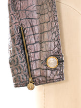 Versus Gianni Versace Croc Embossed Leather Jacket Jacket arcadeshops.com