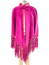 Christian Dior Fuchsia Suede Fringed Poncho Jacket arcadeshops.com