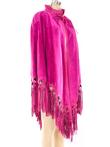 Christian Dior Fuchsia Suede Fringed Poncho Jacket arcadeshops.com