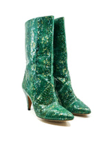 Emerald Snakeskin Heeled Boots Accessory arcadeshops.com