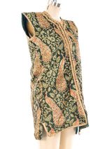 Metallic Peacock Brocade Vest Jacket arcadeshops.com