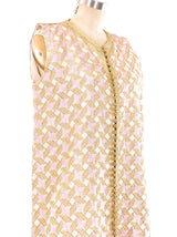 Metallic Pink Brocade Maxi Vest Jacket arcadeshops.com