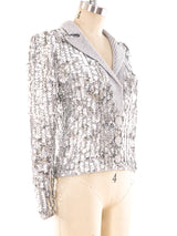 Silver Sequin Embellished Cropped Sweater Jacket arcadeshops.com