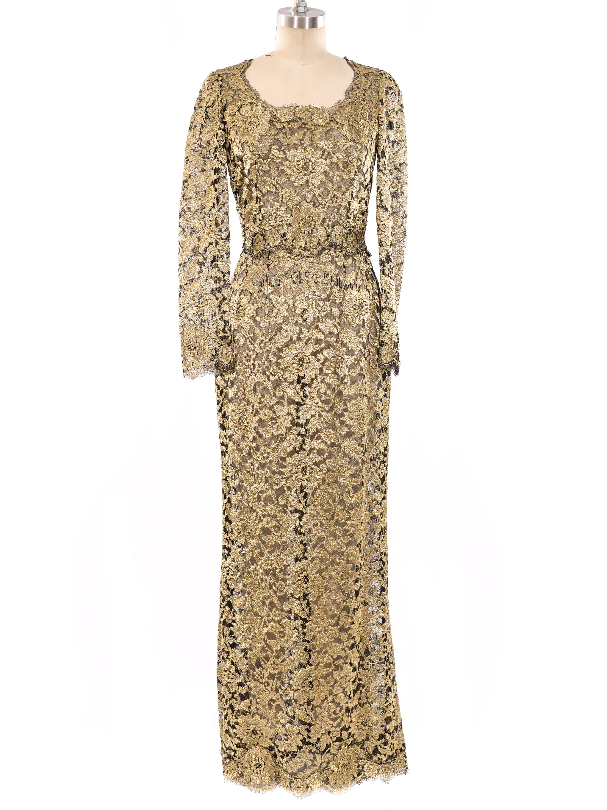 Dolce & Gabbana レーススカート ゴールド DOLCE&GABBANA - DOLCE&GABBANA＊膝丈レーススカートの通販 by