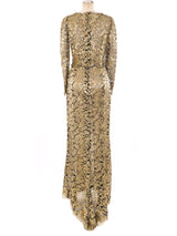 Dolce and Gabbana Metallic Gold Lace Gown Dress arcadeshops.com