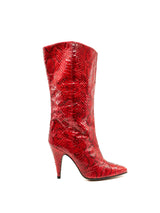 Red Snakeskin Heeled Boots Accessory arcadeshops.com