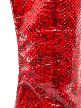 Red Snakeskin Heeled Boots Accessory arcadeshops.com