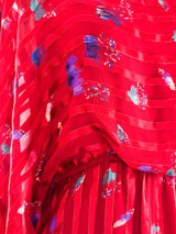 Floral Printed Ribbon Striped Silk Dress Dress arcadeshops.com