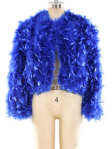 Cobalt Blue Feather Jacket Jacket arcadeshops.com