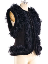 Valentino Feather Trimmed Shearling Vest Jacket arcadeshops.com
