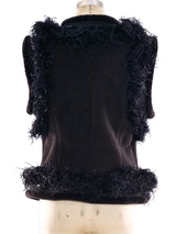 Valentino Feather Trimmed Shearling Vest Jacket arcadeshops.com