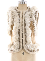 Valentino Feather Trimmed Shearling Vest Jacket arcadeshops.com