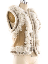 Valentino Feather Trimmed Shearling Vest Jacket arcadeshops.com