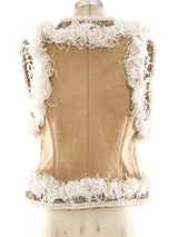 Valentino Feather Trimmed Shearling Vest Jacket arcadeshops.com