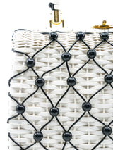 Bead Embellished Wicker Top Handle Bag Accessory arcadeshops.com