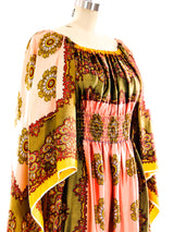 Paisley Printed Angel Sleeve Maxi Dress Dress arcadeshops.com