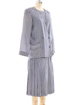 Chanel Check Print Silk Ensemble Suit arcadeshops.com