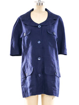 Fendi Navy Linen Jacket Jacket arcadeshops.com