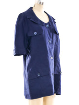 Fendi Navy Linen Jacket Jacket arcadeshops.com