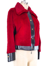 Red Rabbit Fur Cropped Jacket Jacket arcadeshops.com