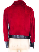 Red Rabbit Fur Cropped Jacket Jacket arcadeshops.com
