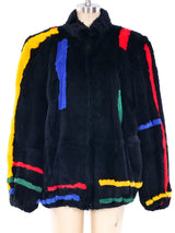 Striped Rabbit Fur Bomber Jacket Jacket arcadeshops.com