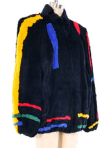 Striped Rabbit Fur Bomber Jacket Jacket arcadeshops.com