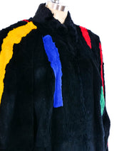 Striped Rabbit Fur Bomber Jacket Jacket arcadeshops.com