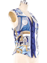 Hermes Automobile Print Silk Vest Top arcadeshops.com