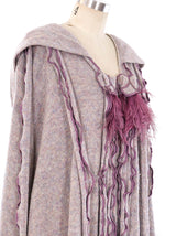Feather Trimmed Knit Cape Outerwear arcadeshops.com