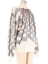 Metallic Checkerd Knit Sweater Top arcadeshops.com