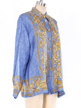 Escada Denim Printed Silk Blouse Top arcadeshops.com