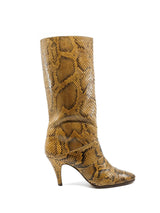 Tan Snakeskin Heeled Boots Accessory arcadeshops.com