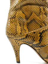 Tan Snakeskin Heeled Boots Accessory arcadeshops.com