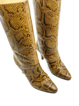 Tan Snakeskin Heeled Boots Accessory arcadeshops.com